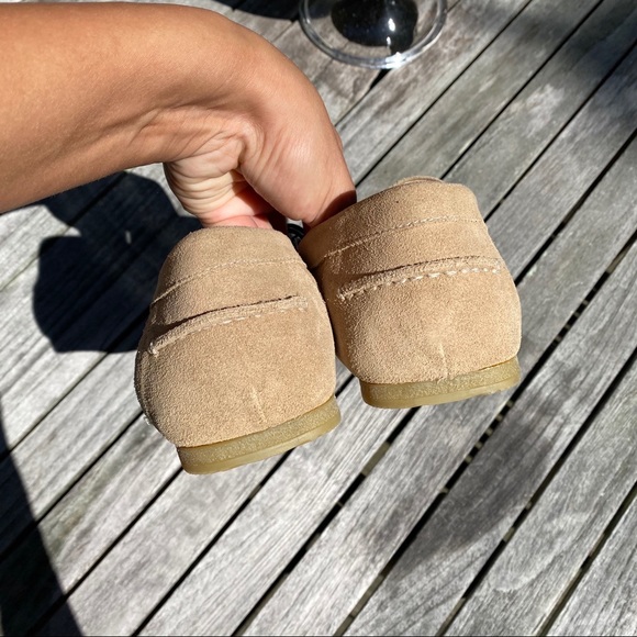 🍂 ZARA TAN SUEDE LEATHER STITCHED MOCCASINS! - Picture 7 of 16